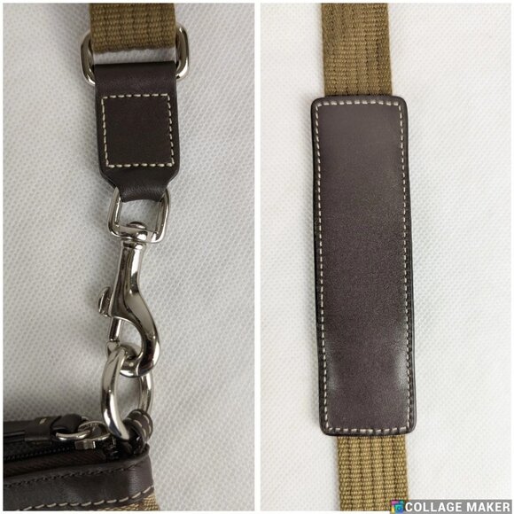 Vintage Coach Small Crossbody Bag Tan Logo Printed Canvas Brown Leather Accents - Picture 11 of 12